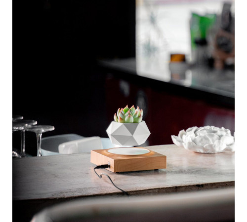 Магнітний левітаційний горщик для рослин HCNT Magnetic Levitating Pot M10-FP  Wood Grain (SIM10-FP)