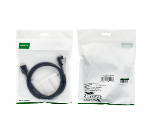 Кабель UGREEN HDMI 4K Cable Male to Male 90 Degree Black 1m (UGR-10172)