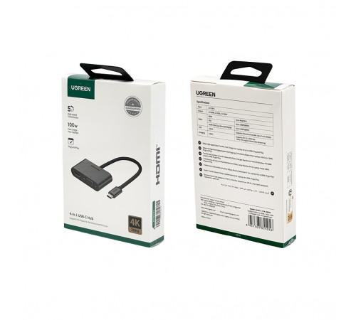 USB-хаб UGREEN USB-C to HDMI + VGA +USB 3.0 Adapter with PD (Space Gray) (UGR-50505)