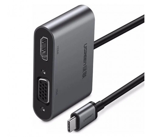 USB-хаб UGREEN USB-C to HDMI + VGA +USB 3.0 Adapter with PD (Space Gray) (UGR-50505)