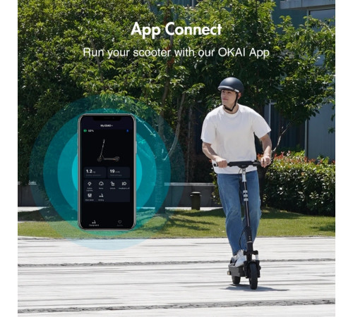 Електросамокат OKAI ES40-Black 10", 500(1000)W, 15.6Ah, 70km, 25km\h, 25%, NFC, App, 23kg (ES40-B)