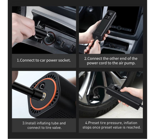 Автомобільний насос Baseus Super Mini Inflator Pump Black (CRCQ000001)