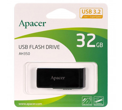 Флеш-накопичувач Apacer USB 3.2 Gen 1 AH350 32Gb Black (AP32GAH350B-1)