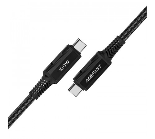 Кабель ACEFAST C4-03 Type-C to Type-C 5A, 100W, 2m, nylon, zinc connectors, Black (6974316280996)