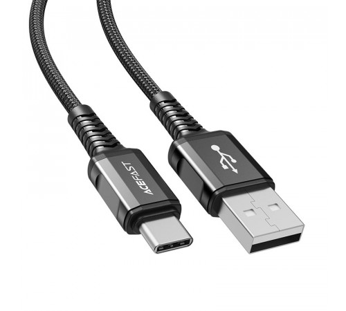 Кабель ACEFAST C1-04 USB to Type-C 3A, 1.2m, nylon aluminum connectors, Black (6974316280545)