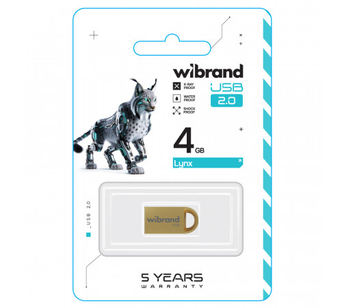 Флеш-накопичувач Wibrand USB 2.0 Lynx 4Gb Gold (WI2.0/LY4M2G)
