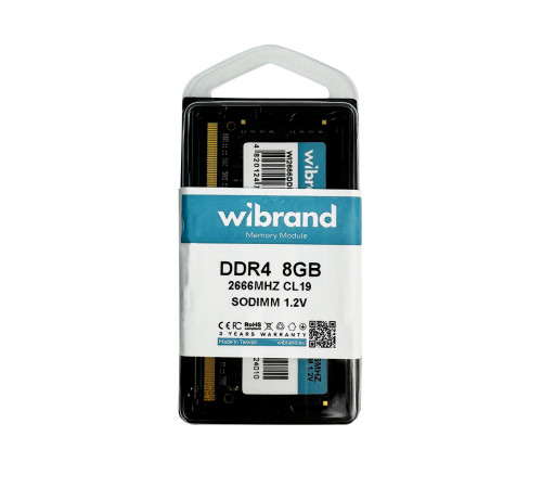 Оперативна пам'ять DDR4 Wibrand 8GB 2666MHz CL19 SODIMM (WI2666DDR4S/8GB)