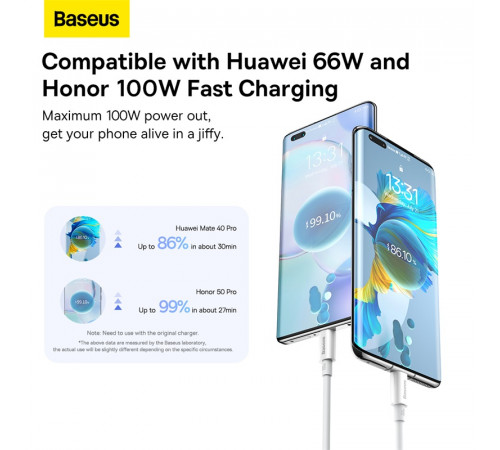 Кабель Baseus Superior Series Fast Charging Data Cable USB to Type-C 100W 1.5m Moon White (P10320102214-02)