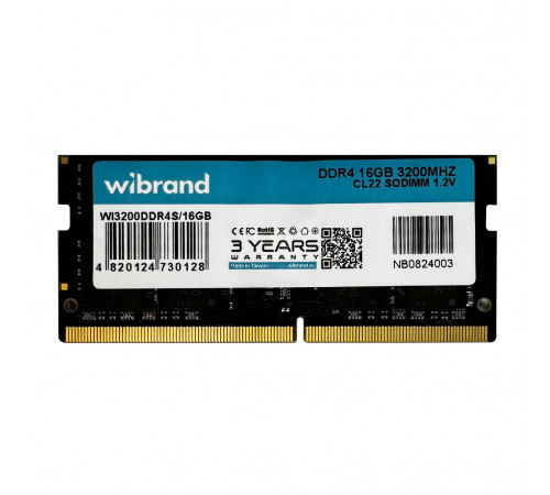 Оперативна пам'ять DDR4 Wibrand 16GB 3200MHz CL22 SODIMM (WI3200DDR4S/16GB)