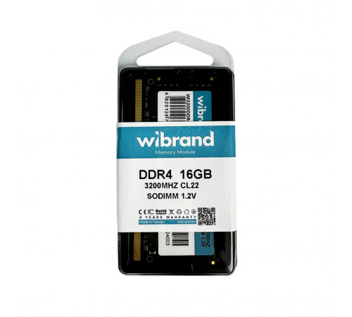 Оперативна пам'ять DDR4 Wibrand 16GB 3200MHz CL22 SODIMM (WI3200DDR4S/16GB)
