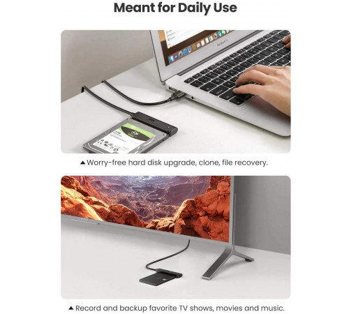 Зовнішня кишеня для накопичувача UGREEN CM321 USB-A to 2.5-Inch SATA Converter 50cm (UGR-70609) (UGR-70609)