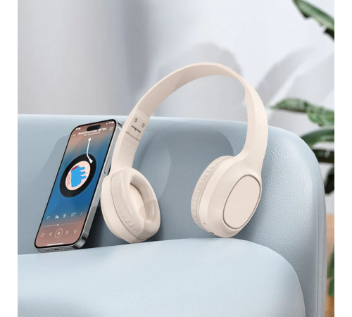 Бездротові накладні навушники HOCO W46 Charm BT headset Milky White (6942007601702)