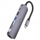 USB-хаб HOCO HB28 Type-C multi-function converter(HDTV+USB3.0+USB2.0+SD+TF+PD) Metal Gray (6931474769336)