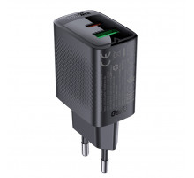 Мережевий зарядний пристрій ACEFAST A78 PD20W GaN (USB-A+USB-C) charger Black (6974316283256)