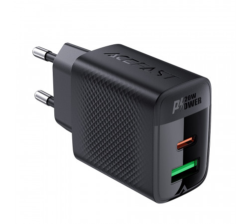 Мережевий зарядний пристрій ACEFAST A78 PD20W GaN (USB-A+USB-C) charger Black (6974316283256)