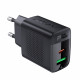 Мережевий зарядний пристрій ACEFAST A78 PD20W GaN (USB-A+USB-C) charger Black (6974316283256)