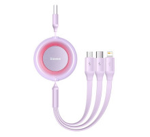 Кабель Baseus Bright Mirror 2 Series Retractable 3-in-1 Fast Charging  Data Cable USB to M+L+C 3.5A 1.1m Purple (CAMJ010005)