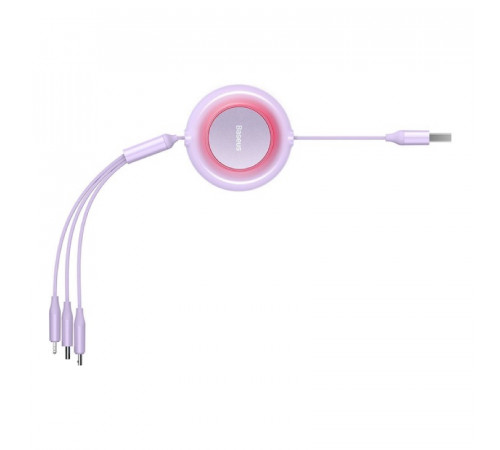 Кабель Baseus Bright Mirror 2 Series Retractable 3-in-1 Fast Charging  Data Cable USB to M+L+C 3.5A 1.1m Purple (CAMJ010005)