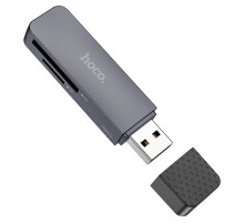 Кардрідер HOCO HB45 Spirit 2-in-1 USB 2.0 card reader Metal Gray (6942007620499)