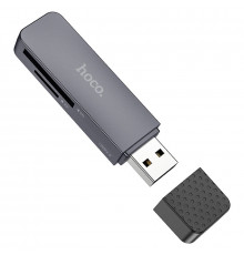 Кардидер HOCO HB45 Spirit 2-in-1 USB 2.0 card reader Metal Gray (6942007620499)