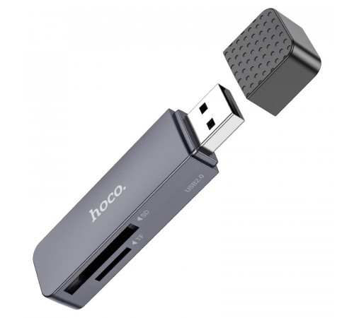 Кардрідер HOCO HB45 Spirit 2-in-1 USB 2.0 card reader Metal Gray (6942007620499)