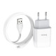Мережевий зарядний пристрій з кабелем HOCO C73A Glorious dual port charger set (iP)(EU) White (6931474713056)