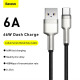 Кабель Baseus Cafule Series Metal Data Cable USB to Type-C 66W 0.25m Black (CAKF000001)