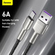 Кабель Baseus Cafule Series Metal Data Cable USB to Type-C 66W 0.25m Black (CAKF000001)