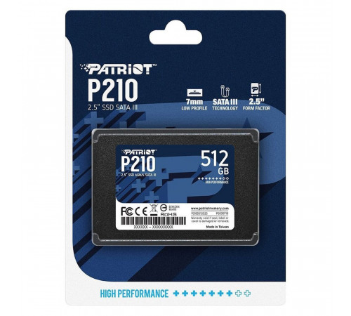 Накопичувач SSD Patriot P210 512GB 2.5" 7mm SATAIII 3D QLC (P210S512G25)
