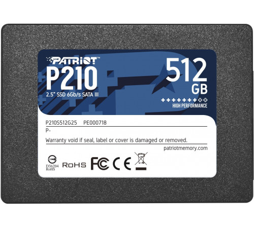 Накопичувач SSD Patriot P210 512GB 2.5" 7mm SATAIII 3D QLC (P210S512G25)