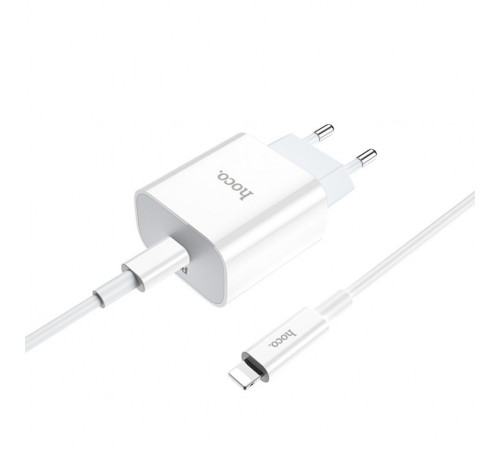 Мережевий зарядний пристрій з кабелем HOCO C76A Plus Speed source PD20W charger set(C to iP) White (6931474746924)