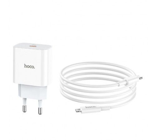 Мережевий зарядний пристрій з кабелем HOCO C76A Plus Speed source PD20W charger set(C to iP) White (6931474746924)