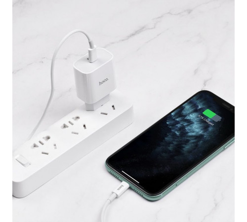 Мережевий зарядний пристрій з кабелем HOCO C76A Plus Speed source PD20W charger set(C to iP) White (6931474746924)
