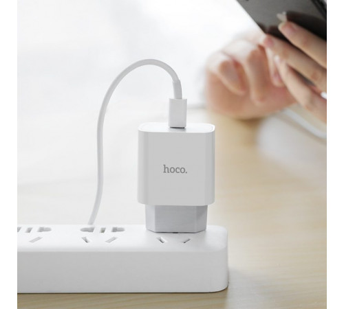Мережевий зарядний пристрій з кабелем HOCO C76A Plus Speed source PD20W charger set(C to iP) White (6931474746924)