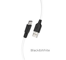 Кабель HOCO X21 Plus USB to Type-C 3A, 1m, silicone, silicone connectors, Black+White (6931474711915)