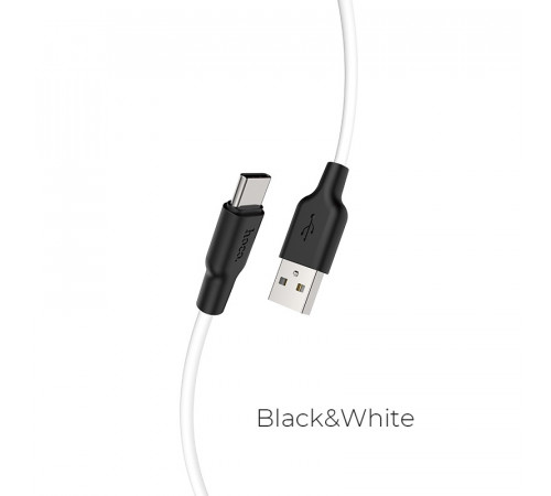 Кабель HOCO X21 Plus USB to Type-C 3A, 1m, silicone, silicone connectors, Black+White (6931474711915)