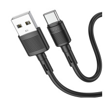 Кабель HOCO X83 USB to Type-C 3A, 1m, PVC, PVC connectors, Black (6931474770905)