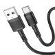 Кабель HOCO X83 USB to Type-C 3A, 1m, PVC, PVC connectors, Black (6931474770905)