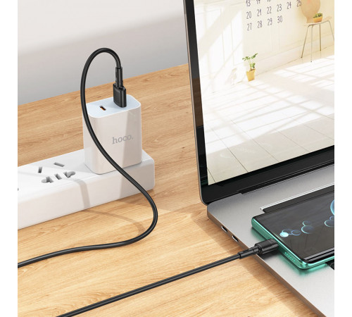 Кабель HOCO X83 USB to Type-C 3A, 1m, PVC, PVC connectors, Black (6931474770905)