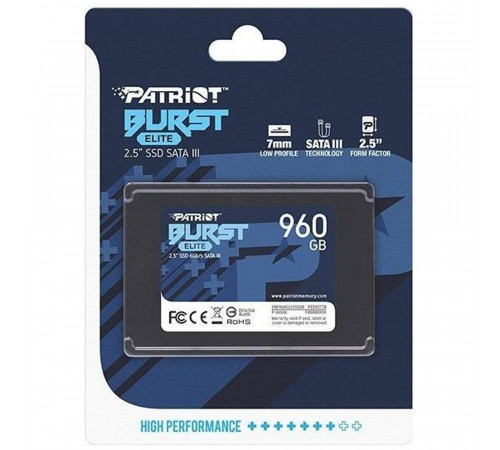 Накопичувач SSD Patriot Burst Elite 960GB 2.5" 7mm SATAIII TLC 3D (PBE960GS25SSDR)