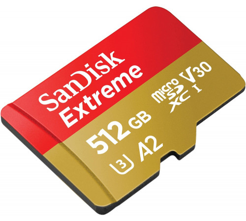 Карта пам'яті microSDXC (UHS-1 U3) SanDisk Extreme A2 512Gb class 10 V30 (R190MB/s,W130MB/s) (adapter SD) (SDSQXAV-512G-GN6MA)