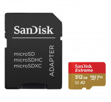 Карта пам'яті microSDXC (UHS-1 U3) SanDisk Extreme A2 512Gb class 10 V30 (R190MB/s,W130MB/s) (adapter SD) (SDSQXAV-512G-GN6MA)