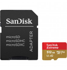 Карта пам'яті microSDXC (UHS-1 U3) SanDisk Extreme A2 512Gb class 10 V30 (R190MB/s,W130MB/s) (adapter SD) (SDSQXAV-512G-GN6MA)