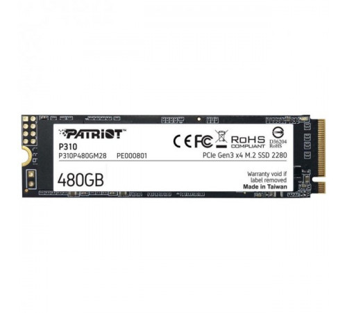 Накопичувач SSD M.2 Patriot P310 480GB NVMe 2280 PCIe 3.0x4 3D NAND TLC (P310P480GM28)
