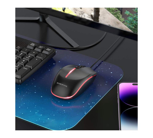 Миша BOROFONE BG10 Soaring game luminous wired mouse Black (6941991102745)