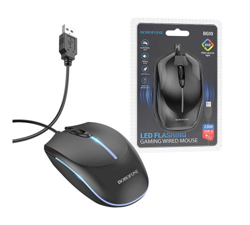 Миша BOROFONE BG10 Soaring game luminous wired mouse Black (6941991102745)