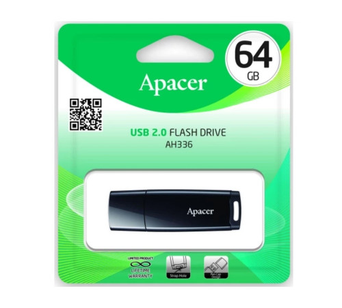 Флеш-накопичувач Apacer USB 2.0 AH336 64Gb Black (AP64GAH336B-1)