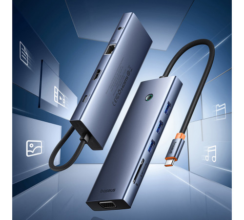 USB-хаб Baseus UltraJoy Series 10-Port HUB Docking Station Space Grey（Type-C to HDMI4K@60Hz*1+VGA*1+USB 3.0*3+PD*1+RJ45*1+SD/TF*1+3.5mm*1） (B0005280C811-00)
