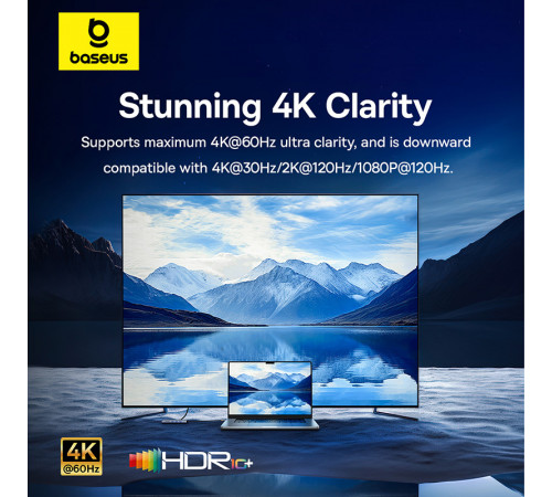 USB-хаб Baseus UltraJoy Series 10-Port HUB Docking Station Space Grey（Type-C to HDMI4K@60Hz*1+VGA*1+USB 3.0*3+PD*1+RJ45*1+SD/TF*1+3.5mm*1） (B0005280C811-00)