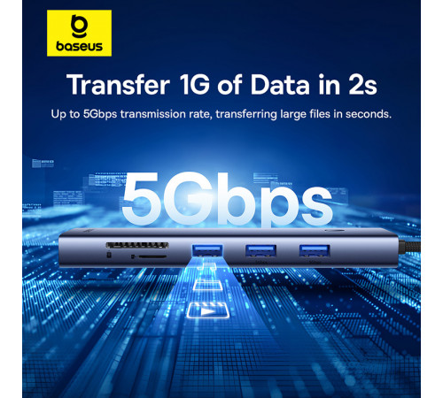 USB-хаб Baseus UltraJoy Series 10-Port HUB Docking Station Space Grey（Type-C to HDMI4K@60Hz*1+VGA*1+USB 3.0*3+PD*1+RJ45*1+SD/TF*1+3.5mm*1） (B0005280C811-00)